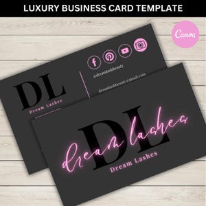 Sjabloon voor visitekaartjes, ontwerp bewerkbaar visitekaartje, sjabloon voor digitale visitekaartjes voor Canva, luxe visitekaartje, wimpers van de kapper.