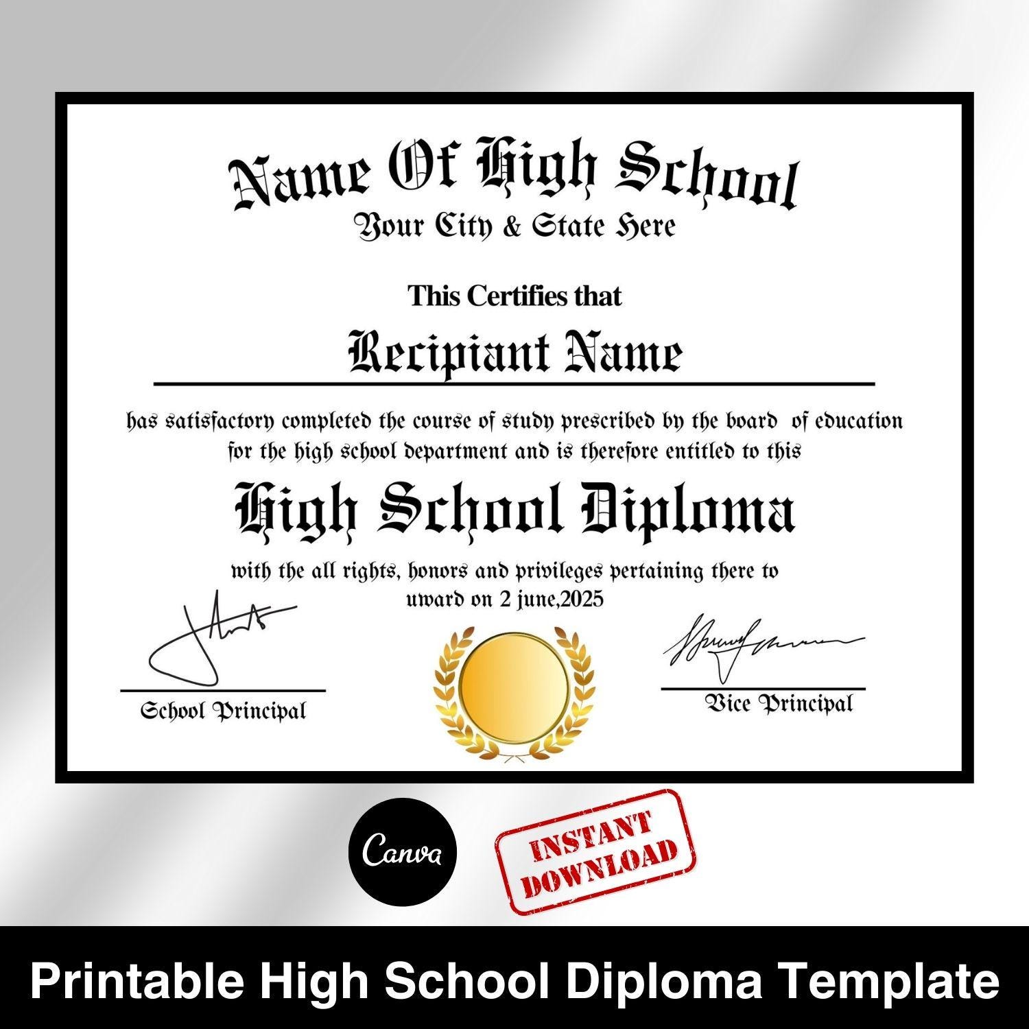 Printable Homeschool Diploma Template high - Il Fullxfull.6567226102 Ek07 