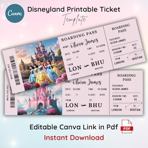 Editable Disneyworld Surprise Ticket,Disneyworld Ticket Template,Surprise Ticket ,Surprise Reveal Ticket Gift, Park Ticket,Instant download,