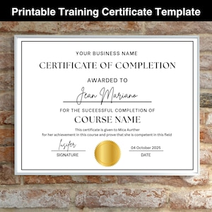 Certificate of Completion Template | Editable Canva Certificate | Printable Training Certificate |Course Completion Award| Modern Design PDF