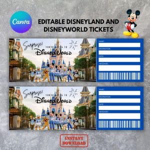Editable Disneyworld Surprise Ticket,Disneyworld Ticket Template,Surprise Ticket ,Surprise Reveal Ticket Gift, Park Ticket,Instant download,