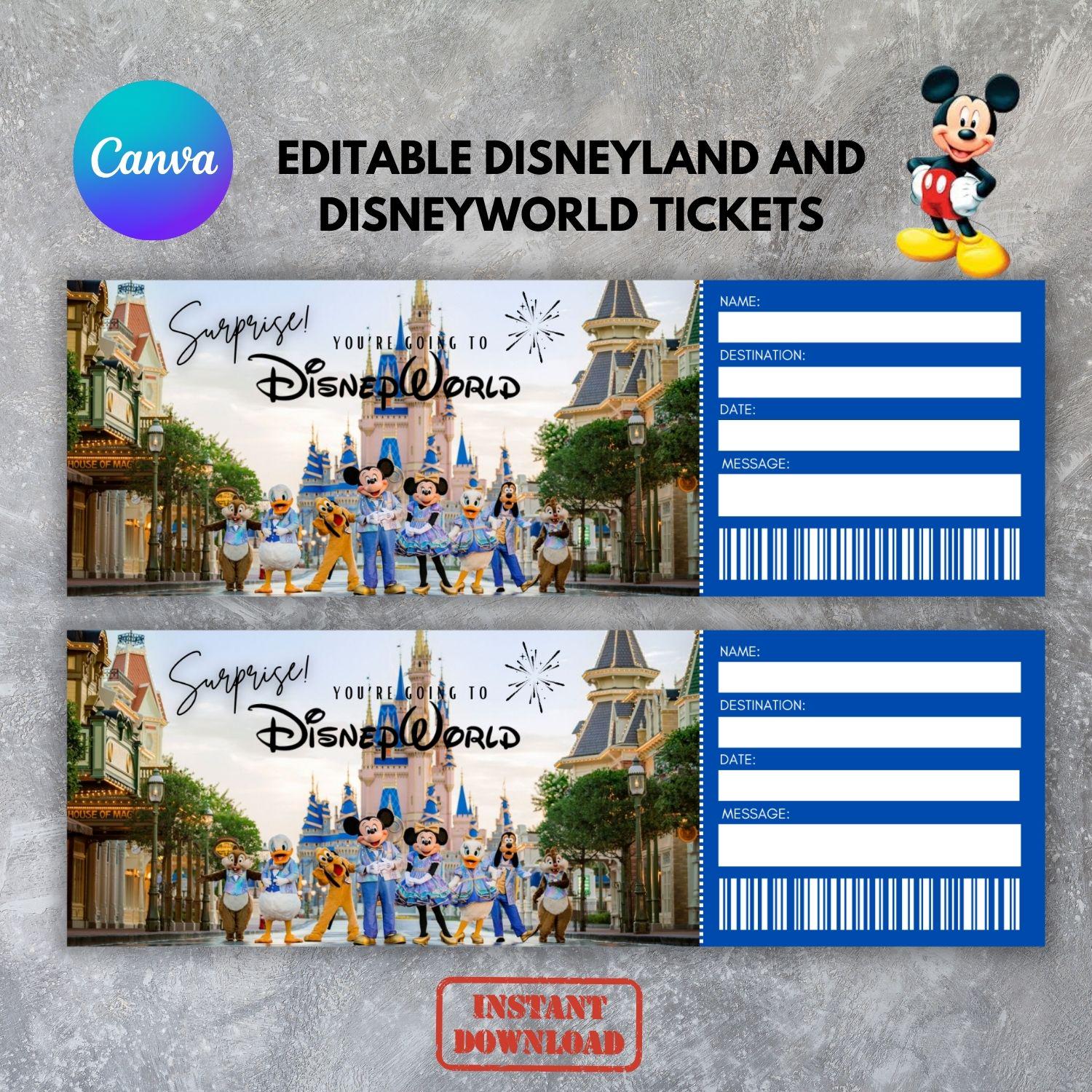 Bearbeitbares Disneyworld Überraschungsticket, Disneyworld Ticketvorlage, Überraschungsticket, Überraschungskartengeschenk, Parkticket, Sofortiger Download,