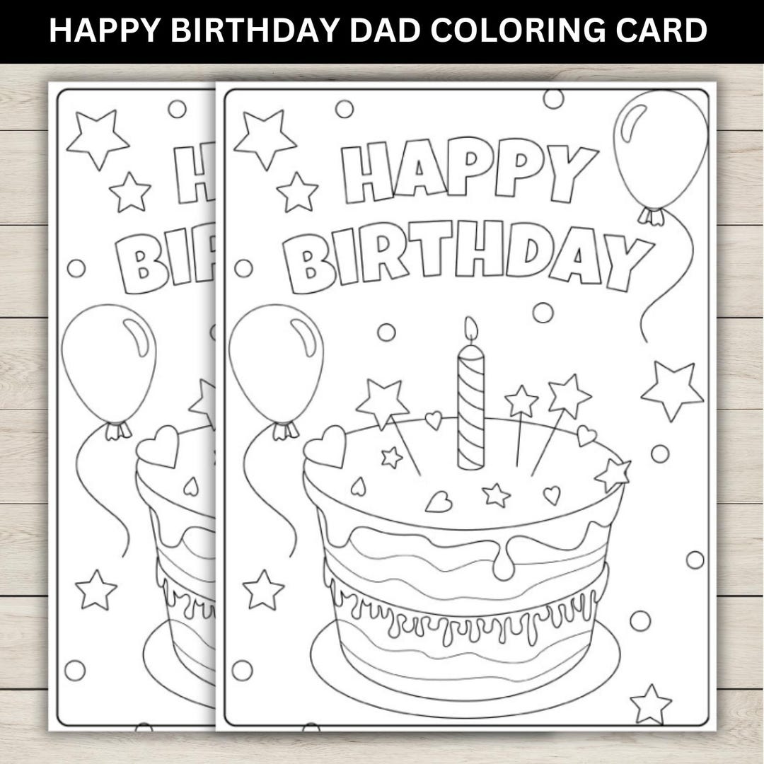 Kids Birthday Coloring Card: Printable DIY Activity (PDF Download A4/US