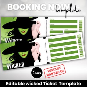 Canva Bearbeitbares Wicked Broadway Surprise Ticket, Andenken für den Eintritt ins Musical-Theater, personalisiertes Geschenk, Broadway-Souvenir-Andenken