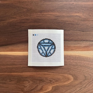 Mini Iron Man Arc Reactor Needlepoint Canvas | 18 Mesh | Hand-Painted Needlepoint | Beginner Friendly