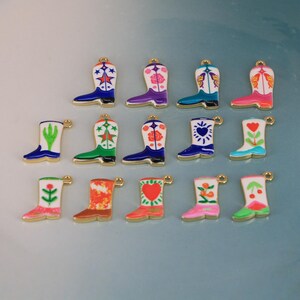Gold Plated Enamel Knight Boot Pendant, Dainty Shoe Charms for DIY Jewelry Findings Supply