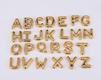 Shiny Gold Plated Balloon Letter Charm, Dainty Stainless Steel Letter Pendant, Initial Charm, Alphabet Charm for Necklace DIY Jewelry Making