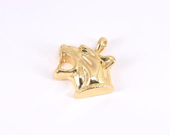 Colgante de cabeza de leopardo dorado, colgante de cabeza de animal chapado en oro de 18 quilates, dije de leopardo, suministros para hacer joyas DIY