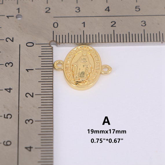 18K Gold Virgin Mary Connector Charm,virgin Mary Beads, DIY