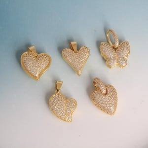 Retro Luxury Zircon Heart Pendant,18K Gold Heart Pendant,Love Heart Pendant,DIY Jewelry Making Supply