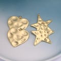 18K Gold Plated Hammered Heart Star Charms, Textured Metal Pendants for DIY Bracelet Necklace Jewelry Creations