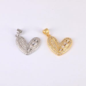 Delicate Gold Plated Full Zircon Heart Pendant, Heart Charm,DIY Jewelry Making Supply, 18K Gold Plated