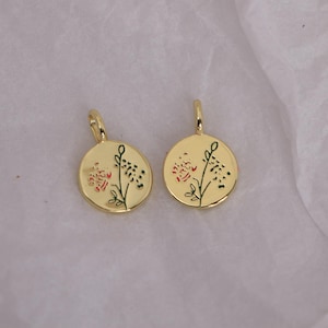 Gold Flower Charms,18K Gold Filled Flower Pendant,Charm Bracelet Necklace for DIY Jewelry Making Supply