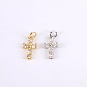 Gold Cross Charms, Tiny Cross Pendant, 18K Gold Plated Religious Charm,DIY Jewelry Making Findings Supply