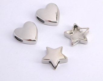 Charms de connecteur étoile coeur gonflé couleur argent doré, accessoires de bijoux de bracelet à faire soi-même 21 mm