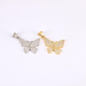 18K Gold Plated Butterfly Pendant,Dainty Zircon Butterfly Pendant,DIY Jewelry Making Supply