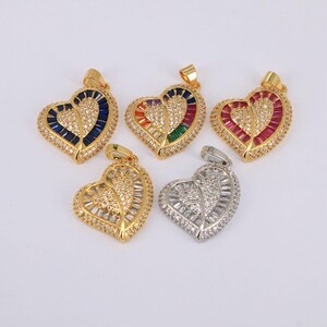 Unique Love Heart Pendant Jewelry Accessories Copper Cubic Zircon Gold Heart Shape Charm Necklace Pendant For DIY Women Jewelry
