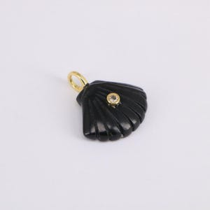 Crystal Gemstones Zircon Seashell Charm, Gold Plated Bail, Ocean Jewelry Accessories for DIY Supply Obsidian