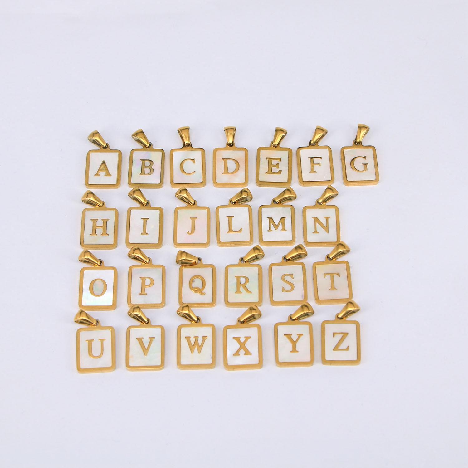 Charmed Letters Rectangle Letter Charm, Alphabet Charm, Shell Letter Pendant, 26 ...