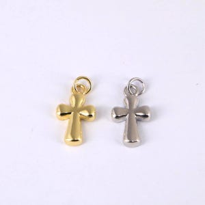 Cute Gold Cross Charms,18K Gold Plated Cross Pendant,Religion Charm,DIY Bracelet Necklace Jewelry Making Supply