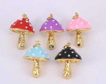 Dainty Colorful Mushroom Pendant,Enamel Mushroom Charms, DIY Bracelet Necklace Jewelry Making