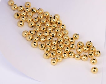 100pcs 18K Gold Color Spacer Beads, Round Beads, Round Gold Beads, Size 3mm 4mm 5mm 6mm Gold Beads
