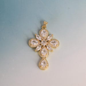 Gold Cross Charms,18K Gold Plated Cross Pendant,Zircon Cross Charm,Religion Charm,DIY Jewelry Making Accessories