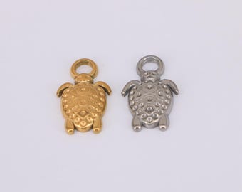 2pcs Gold Turtle Pendant, Gold Stainless Steel Turtle Charm,Ocean Charm,DIY Bracelet Necklace Jewelry Making Findings Supply 23x14mm