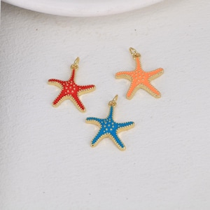 Enamel Starfish Charms, Enamel Charms Bracelet Charms Jewelry Charms, Ocean Pendant Accessories