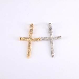 18K Gold Plated Cross Charm, Micro CZ Cross Pendant,DIY Jewelry Making Findings Supply