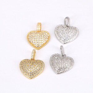 18K Gold Plated Heart Charms, Zircon Heart Pendant, Love Heart Pendant,DIY Jewelry Making Supplies