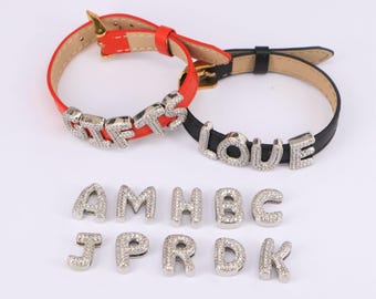 Silver Color Letter Charms, Letter Necklace Pendant,Zircon Letter Bracelet Charms,DIY Jewelry Making Supply