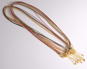 1.5mm Braided Silky Rope Cord Necklace , Silk Cord Necklace, Necklace Making Jewelry Supplies 5pcs