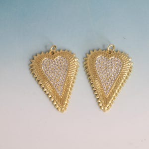 Gold CZ Pave Heart Pendant,18K Gold Plated Heart Pendant,Zircon Heart Charm,DIY Bracelet Necklace Jewelry Making Supply