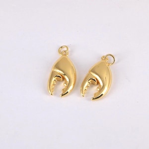 18K Gold Plated Ocean Charm,Crab Claw Pendant,Crab Claw Charm,DIY Jewelry Making Findings