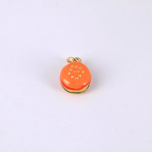 18K Gold Plated Hamburger Pendant,Cute Mini Burger Charm, Enamel Burger Charm for DIY Jewelry Making Supply