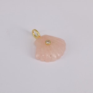 Crystal Gemstones Zircon Seashell Charm, Gold Plated Bail, Ocean Jewelry Accessories for DIY Supply Rose Quartz