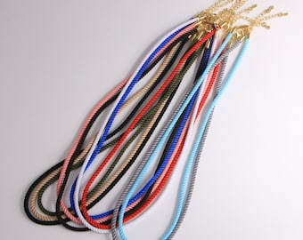 Collar de cordón trenzado sedoso de 3 mm de grosor y longitud ajustable con cierre y tapas de color dorado (5 unidades)