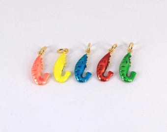 Pendentif crevettes en émail plaqué or 18 carats, collier bracelet à breloques océan pour la fabrication de bijoux à bricoler soi-même