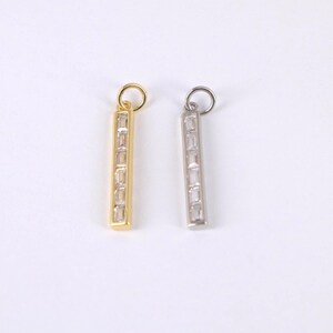 18K Gold Plated Rectangle Bar Pendant,CZ Micro Pave Zircon Rectangle Charm,DIY Jewelry Making Supplies