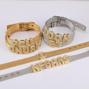 1 stuks gepersonaliseerde armband met bubbelnaam, armband met zirkonialetters, aangepaste manchet