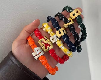 1 Pcs Gold Silver Color Puffy Number Charm Knotted Bracelet Personalized Jewelry