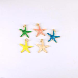 Gold Enamel Starfish Pendant,18K Gold Plated Colorful Starfish Charms,Ocean Charm,DIY Jewelry Making Supply