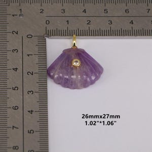 Crystal Gemstones Zircon Seashell Charm, Gold Plated Bail, Ocean Jewelry Accessories for DIY Supply image 2