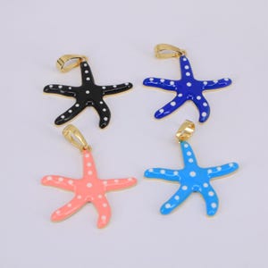 18K Gold Starfish Charms, Enamel Starfish Pendant,Ocean Starfish Charm,DIY Jewelry Making Supply