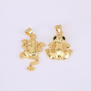 18K Gold Plated Frog Dangle Charm,Gold Frog Pendant, Minimalist Dainty Amphibian,DIY Jewelry Making