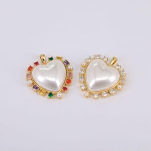 Gold Pearl Pendant,Simple Elegant Heart Pendant,Gold Filled Pearl Heart Pendant,Charms for Jewelry Making,Heart Charms,Heart Jewelry