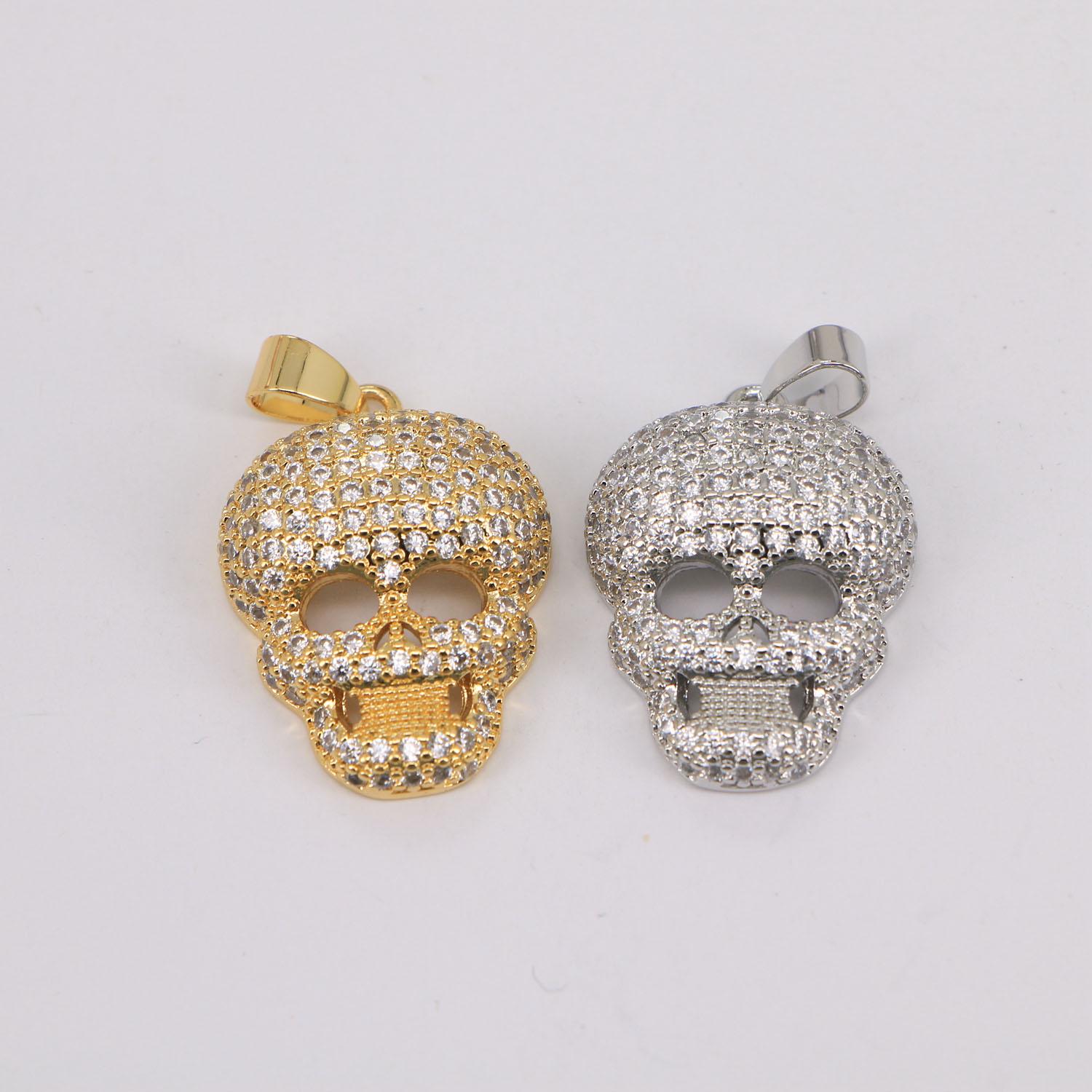 Skull Head Charm,pave CZ Stone Skull Pendant for Necklace, Punk