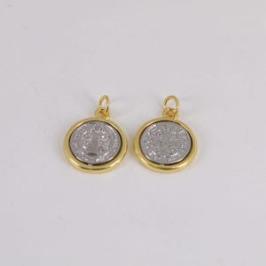 15mm Gold Silver Saint Benedict Medallion Pendant, Dainty Religion Charm for Minimalist Jewelry Making