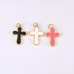 18K Vergoldetes Kreuz Anhänger, Emaille Kreuz Charms für DIY Armbänder Halsketten Schmuckherstellung Versorgung